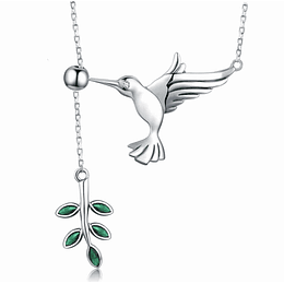 Collar Plata 925 Colibri Pajaro Ave Picaflor