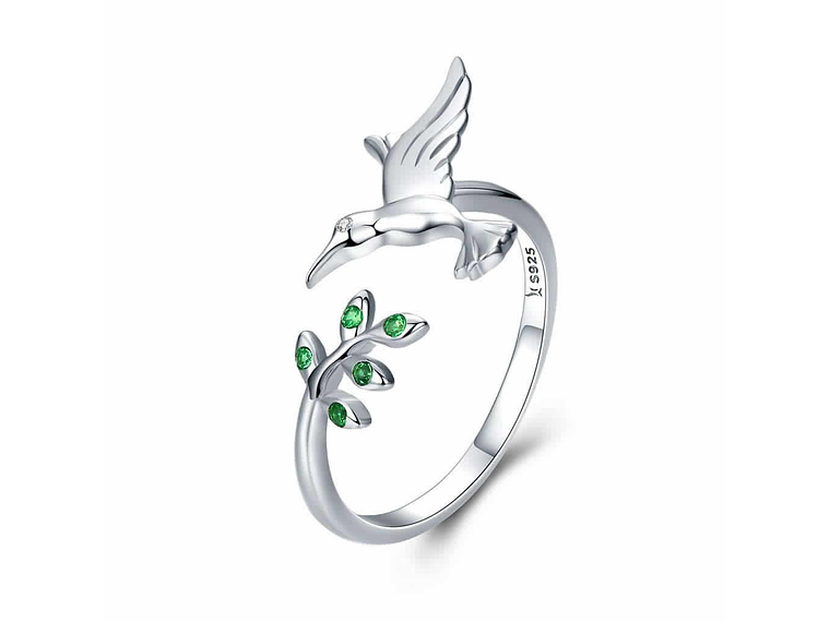 Anillo Plata 925 Colibri Picaflor Ave 1