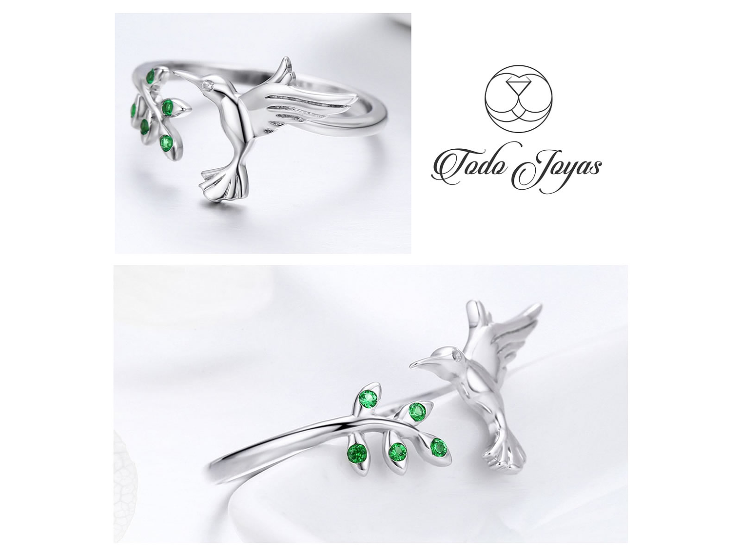 Anillo Plata 925 Colibri Picaflor Ave 2