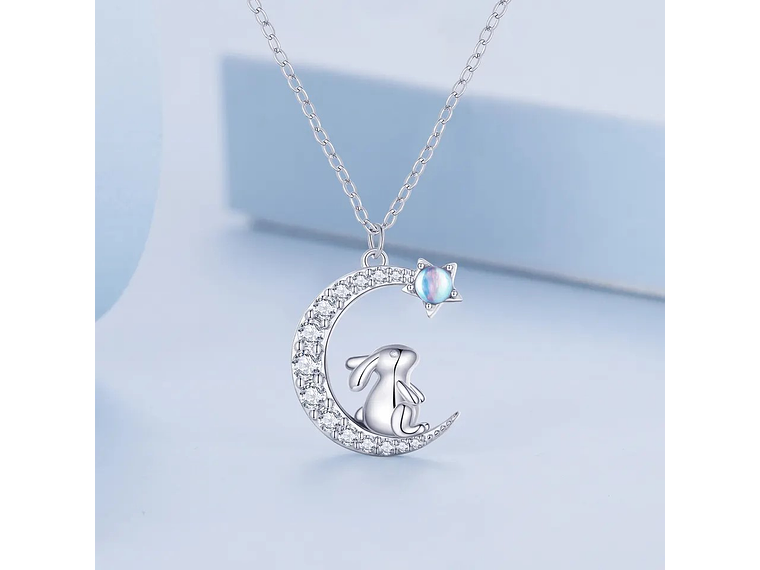 Collar Plata 925 Luna y Conejo 4