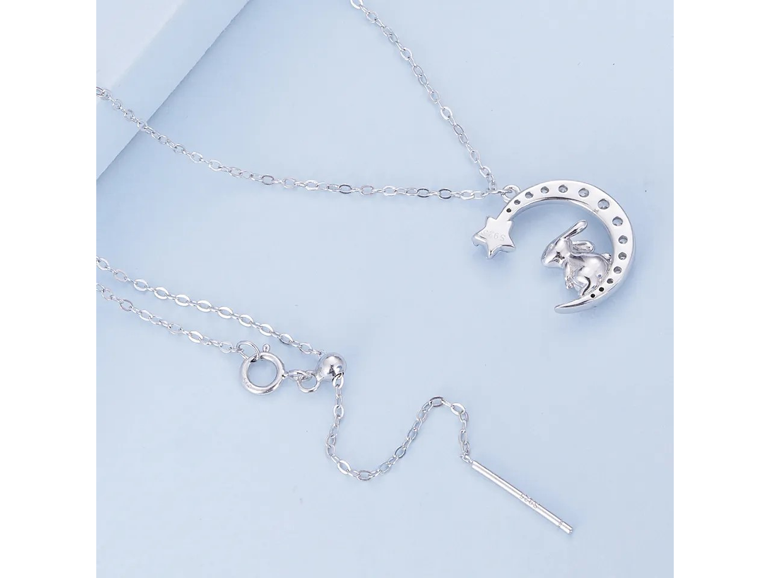 Collar Plata 925 Luna y Conejo 5
