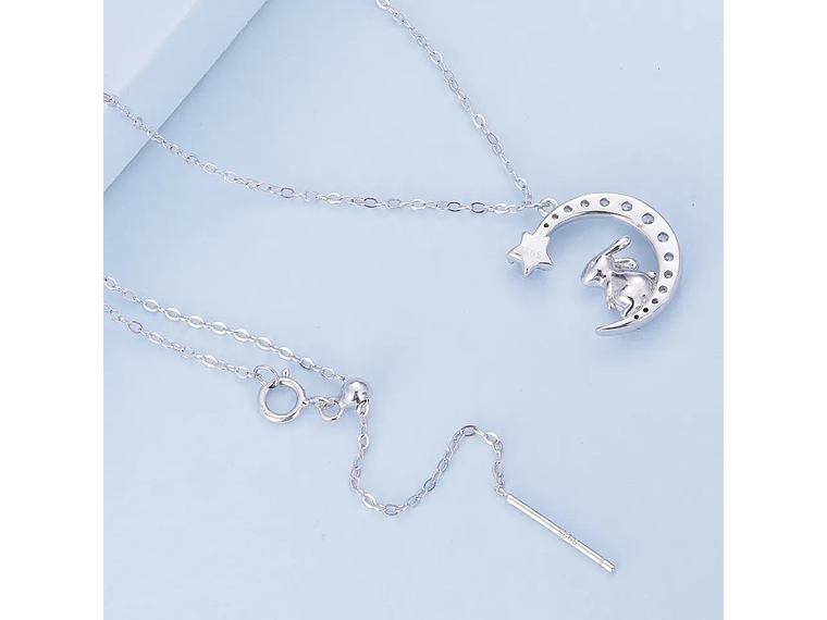 Collar Plata 925 Luna y Conejo 5
