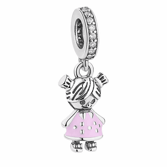 Charm Dije Plata 925 Niña Hija Rosa