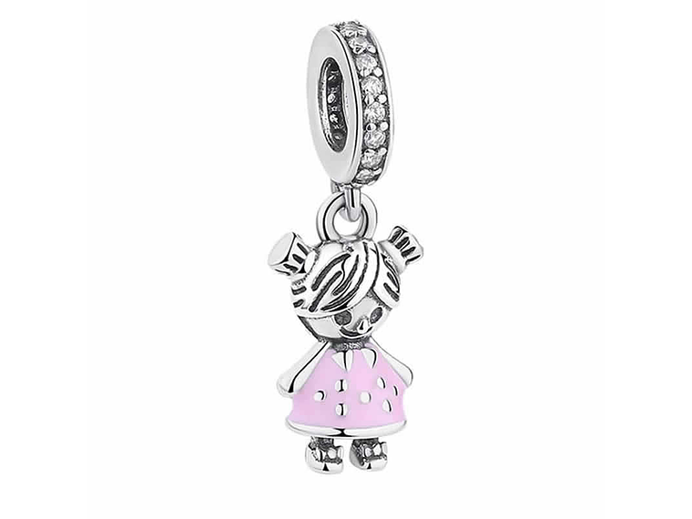Charm Dije Plata 925 Niña Hija Rosa 1