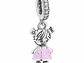 Charm Dije Plata 925 Niña Hija Rosa - Miniatura 1