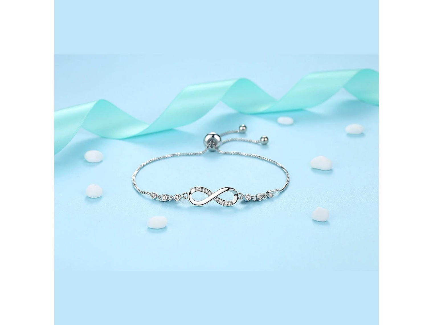 Pulsera Infinito Con Circones Plateada 2