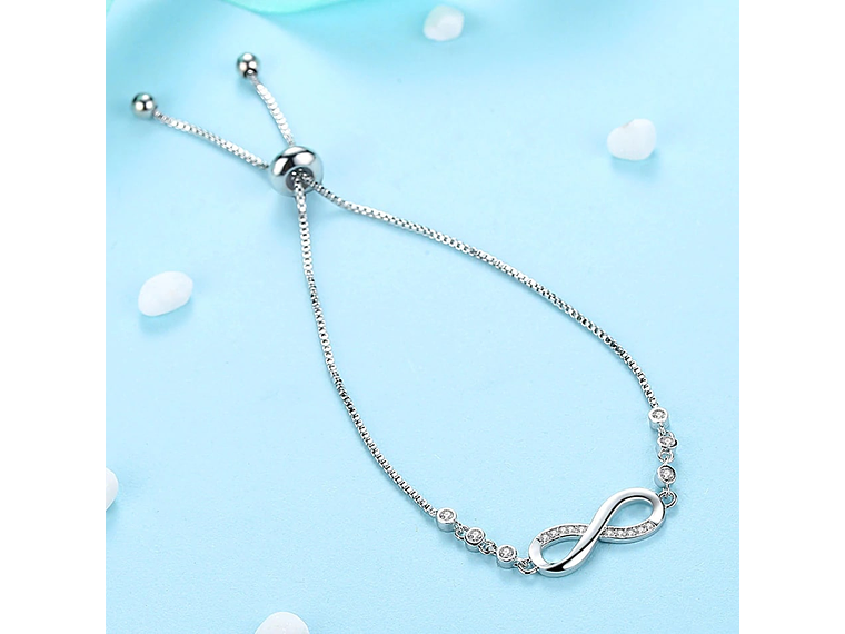Pulsera Infinito Con Circones Plateada 3