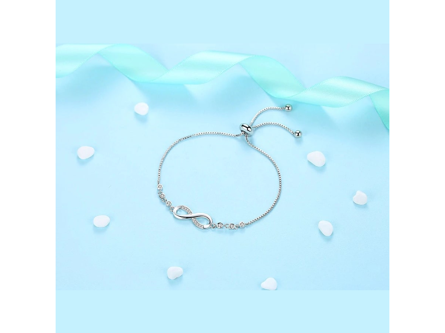 Pulsera Infinito Con Circones Plateada 4