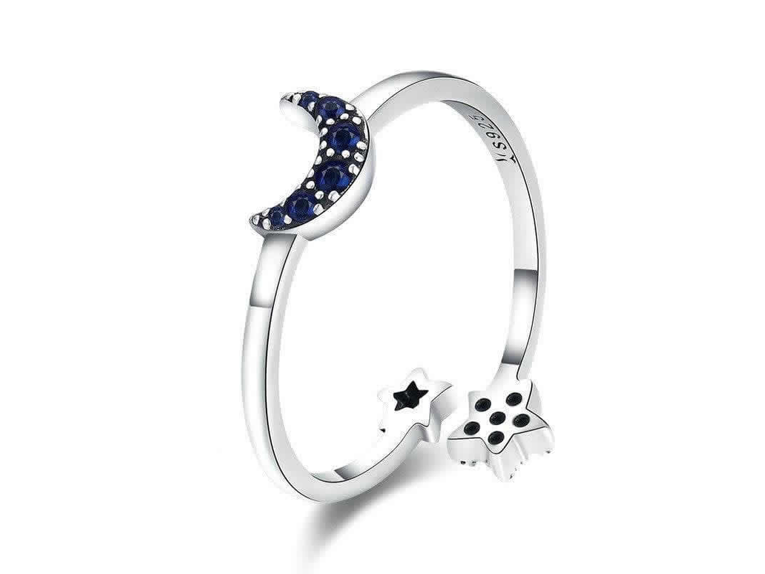 Anillo Plata 925 Luna Azul y Estrellas 1