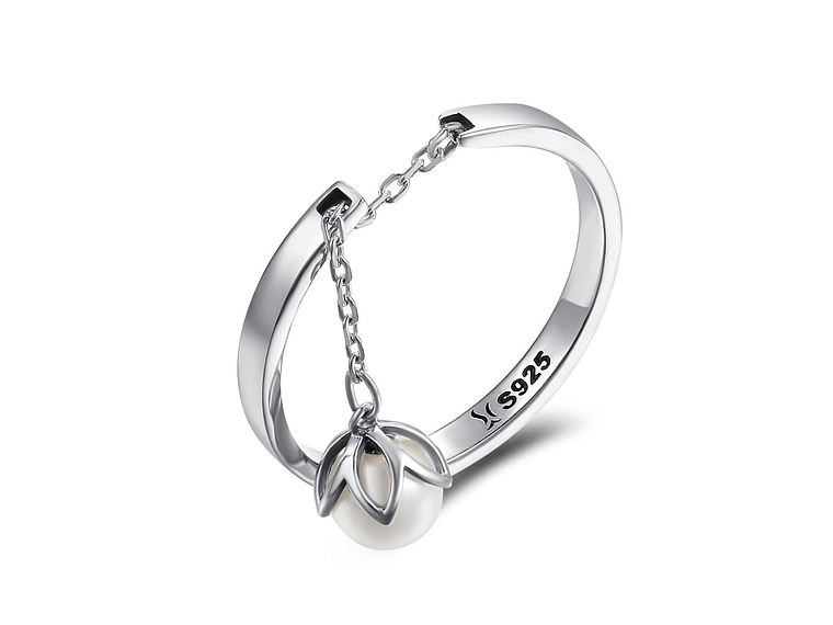 Anillo Plata 925 Flor y Perla 1