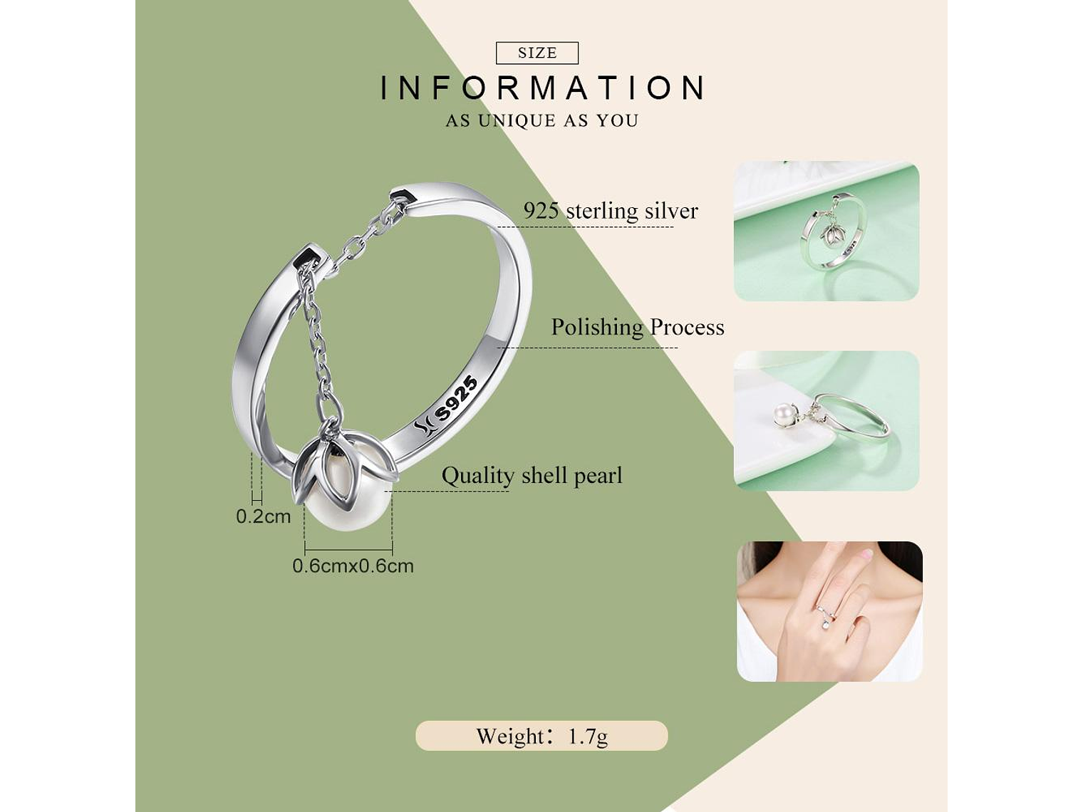 Anillo Plata 925 Flor y Perla 3