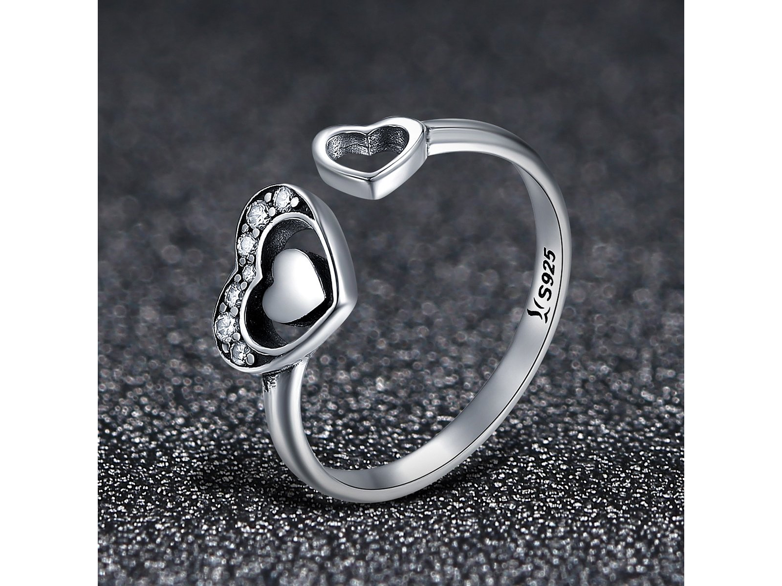 Anillo Plata 925 Corazon en Corazon 2