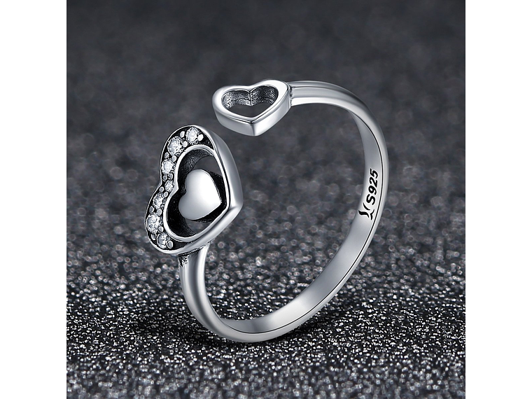 Anillo Plata 925 Corazon en Corazon 2