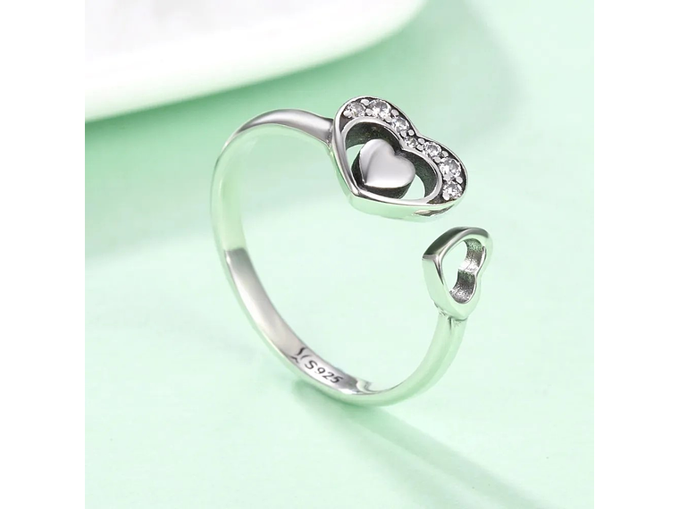 Anillo Plata 925 Corazon en Corazon 4