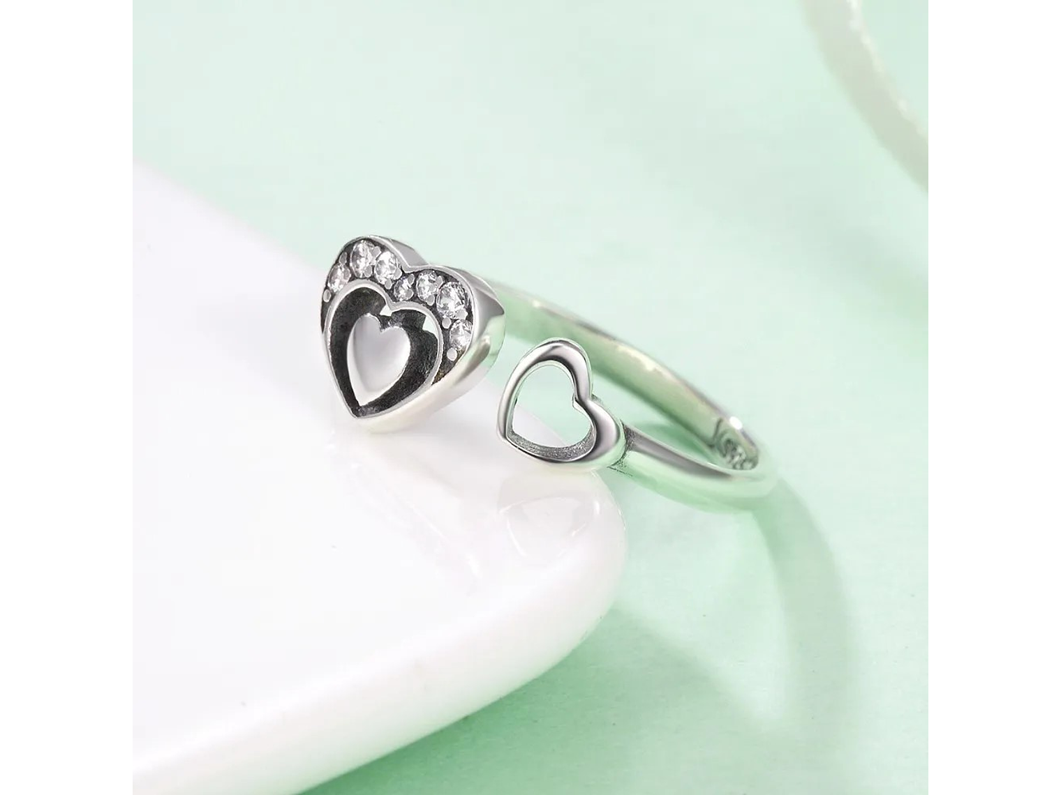 Anillo Plata 925 Corazon en Corazon 5