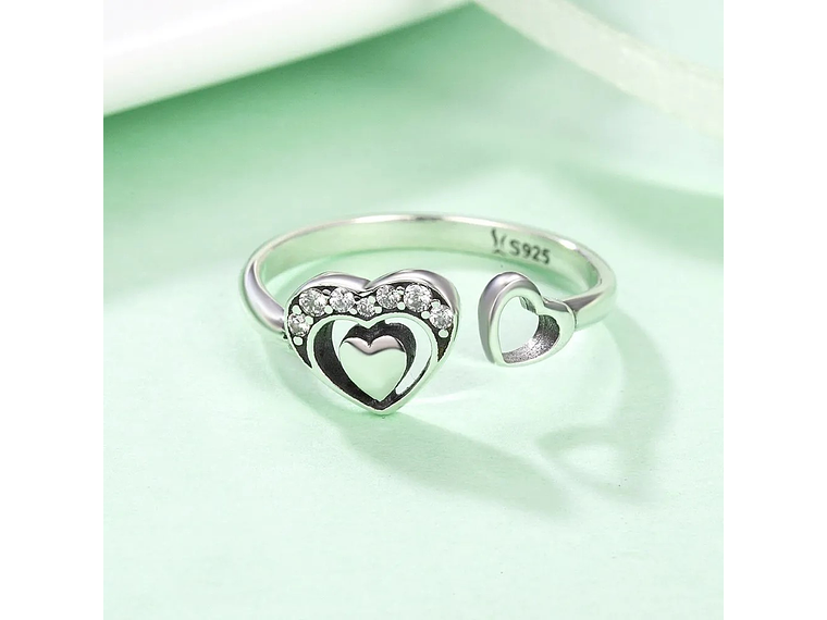 Anillo Plata 925 Corazon en Corazon 6