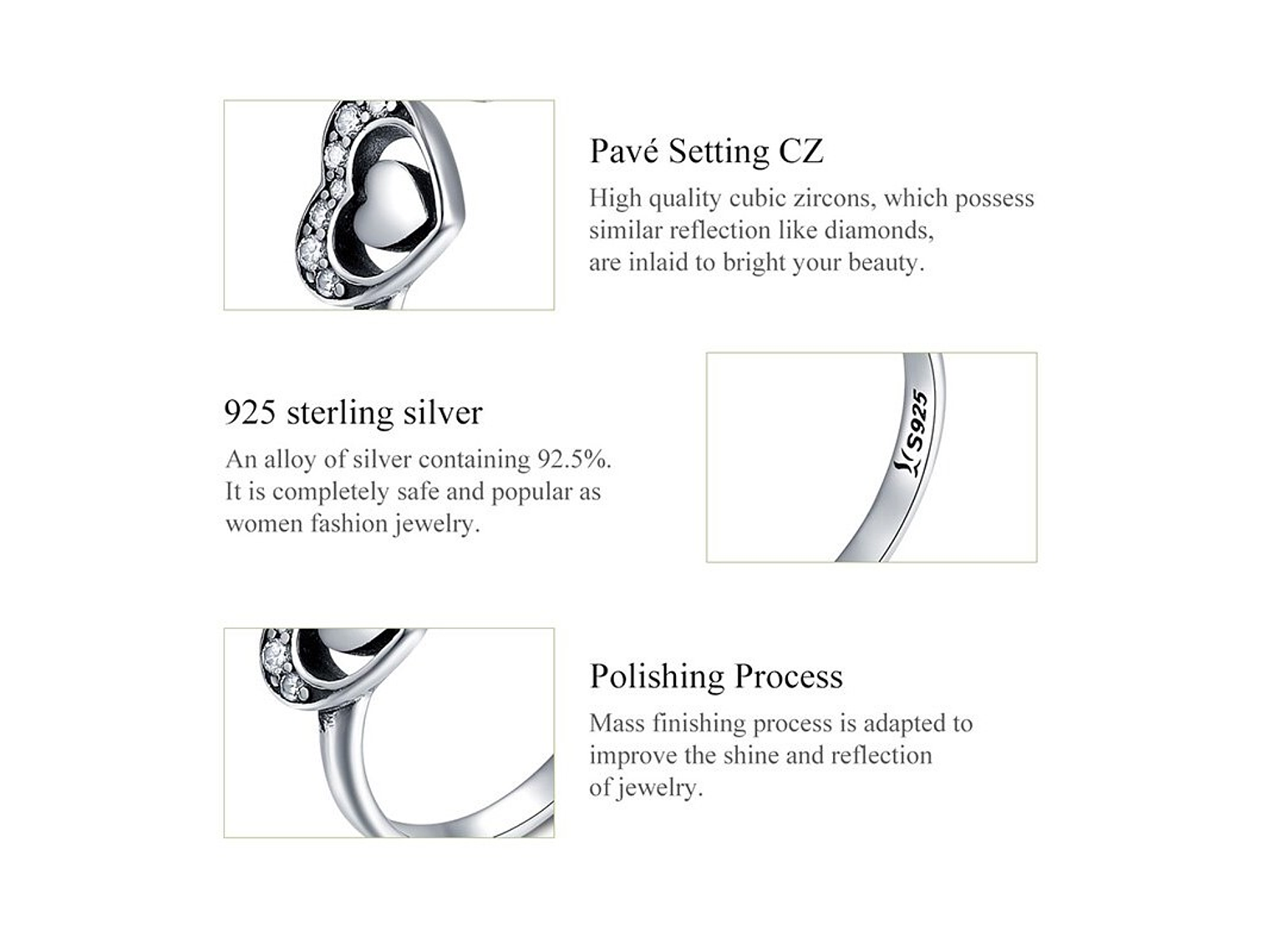 Anillo Plata 925 Corazon en Corazon 7