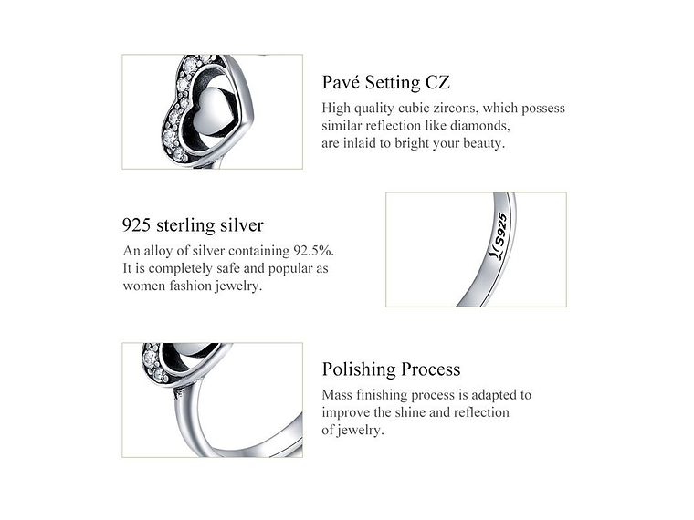 Anillo Plata 925 Corazon en Corazon 7