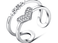 Anillo Corazon Doble Arco Circones Plateado - Miniatura 1