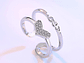 Anillo Corazon Doble Arco Circones Plateado - Miniatura 2