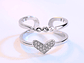 Anillo Corazon Doble Arco Circones Plateado - Miniatura 3