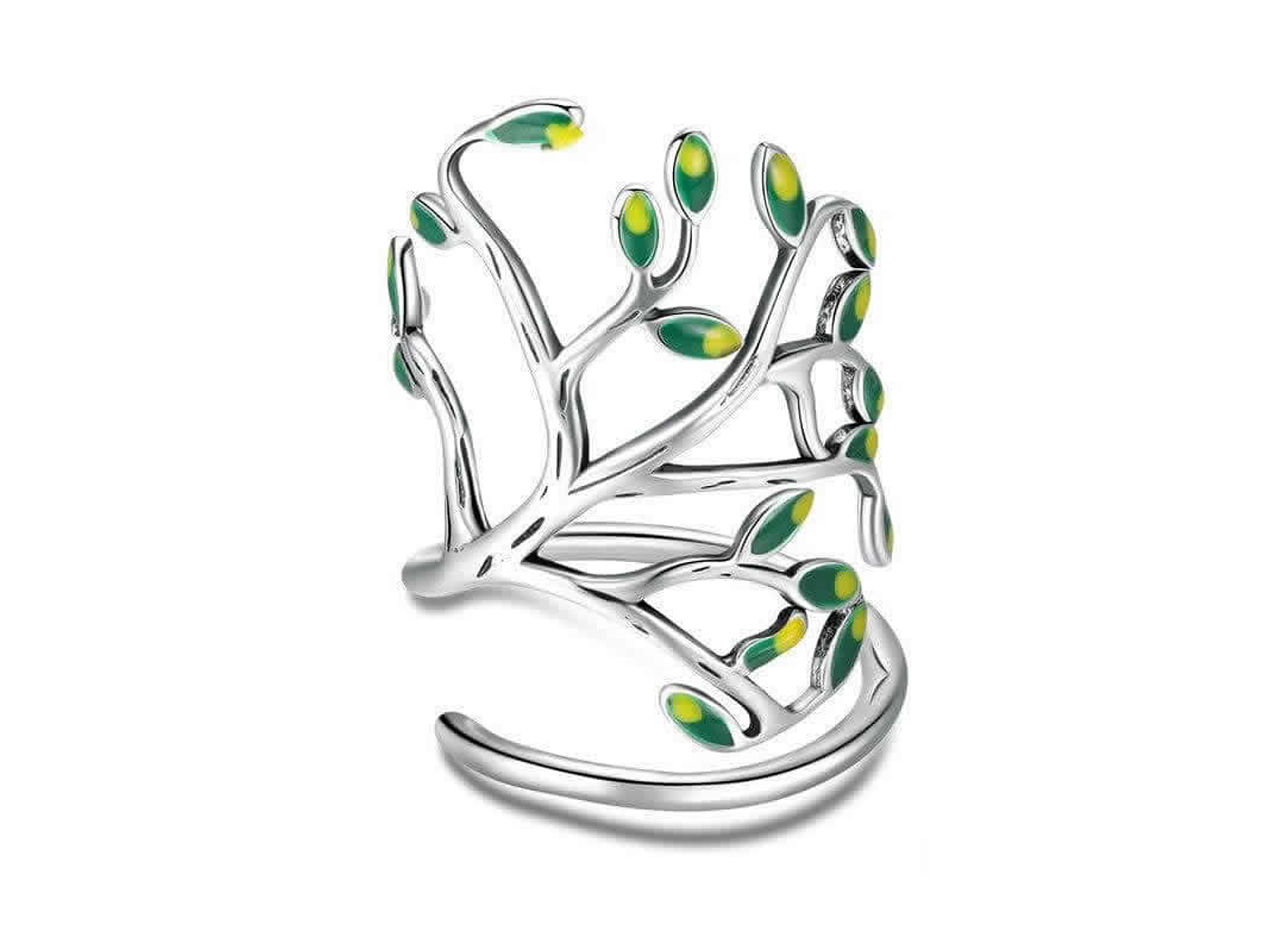 Anillo Plata 925 Arbol De la Vida Verde 1
