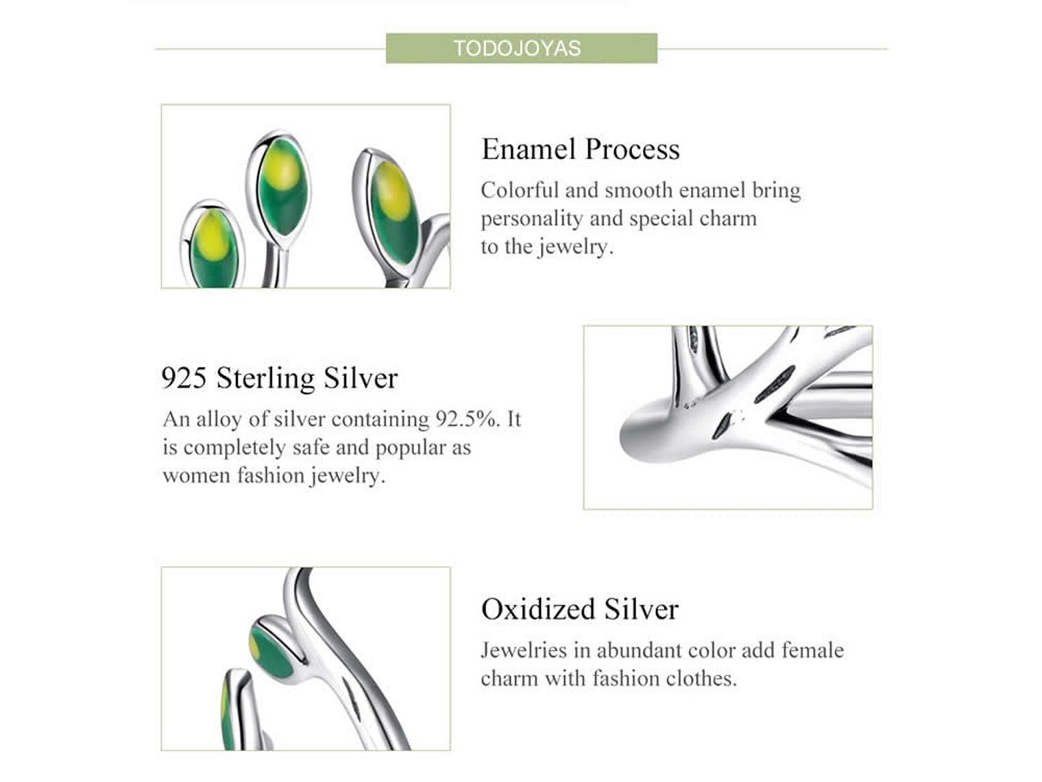 Anillo Plata 925 Arbol De la Vida Verde 4