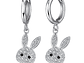 Aros de Conejo Colgante con Circones Plateado - Miniatura 1