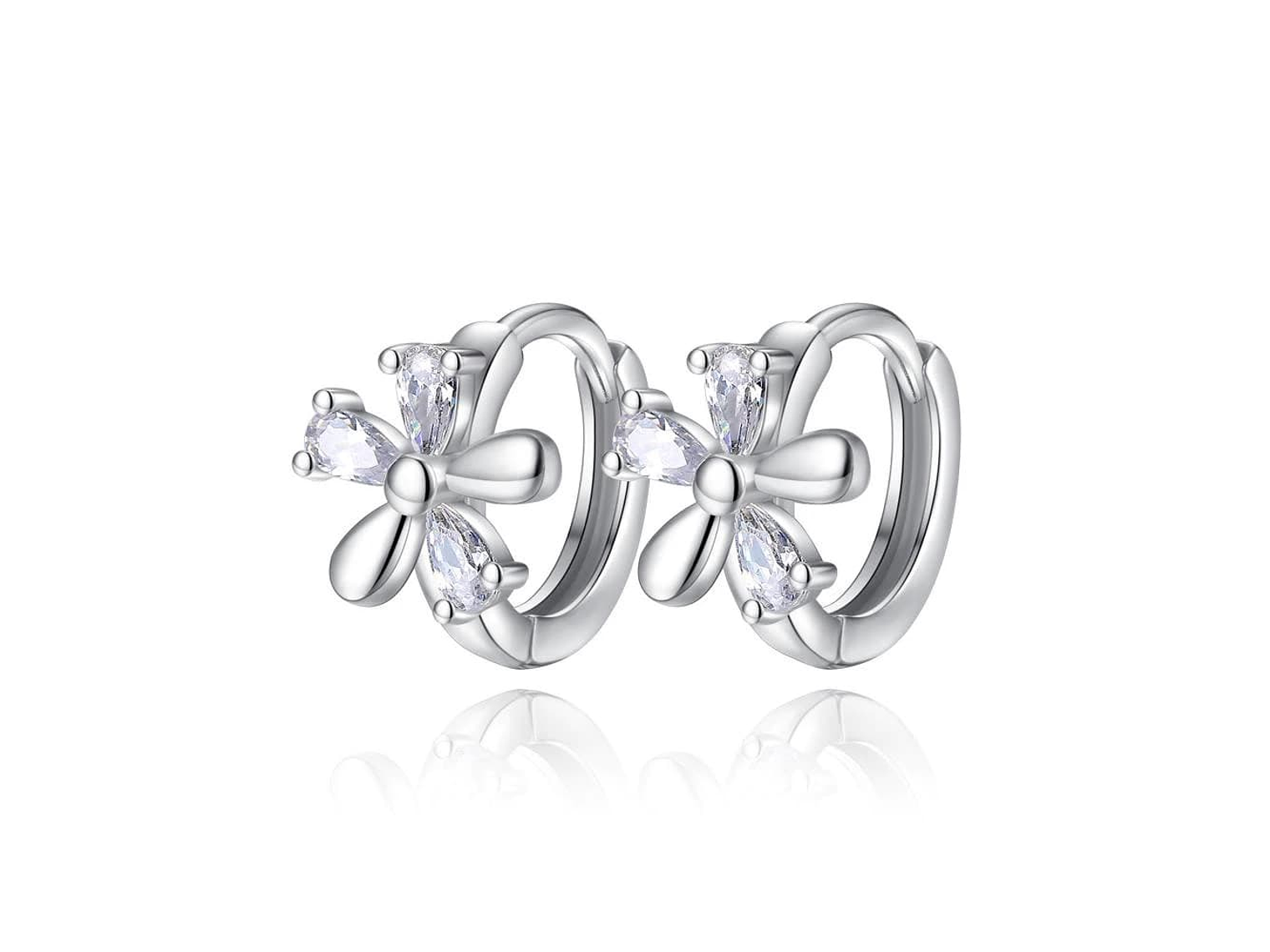 Aros de Flor con Circones Plateado 1