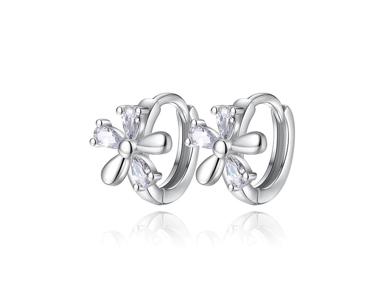 Aros de Flor con Circones Plateado 1