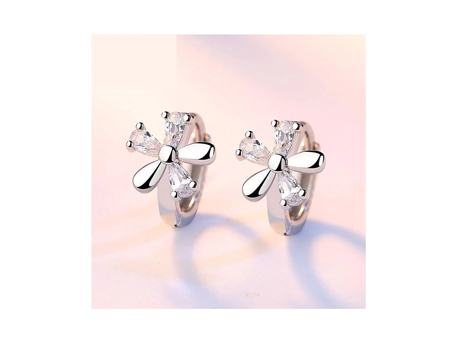 Aros de Flor con Circones Plateado 2