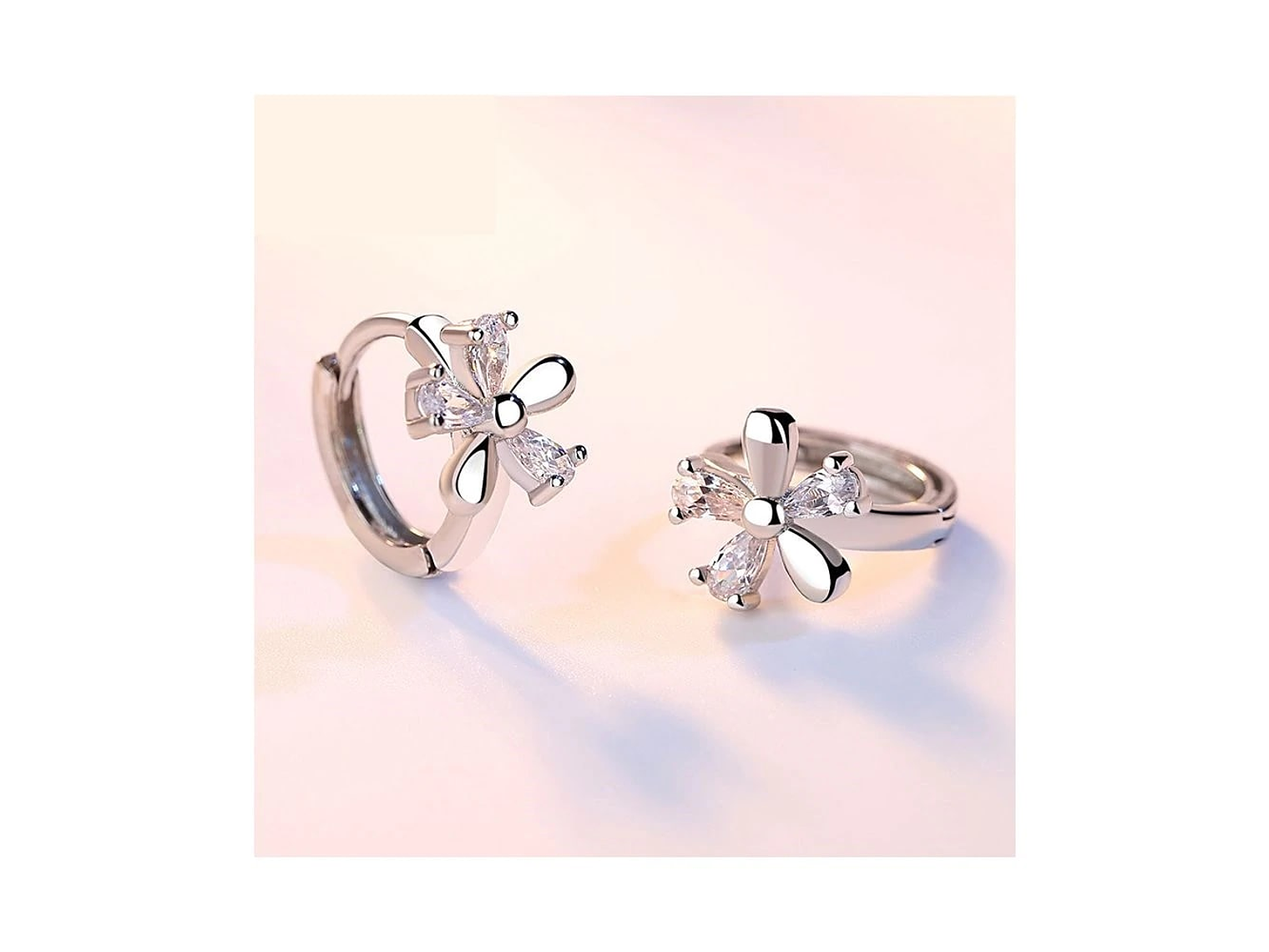 Aros de Flor con Circones Plateado 3