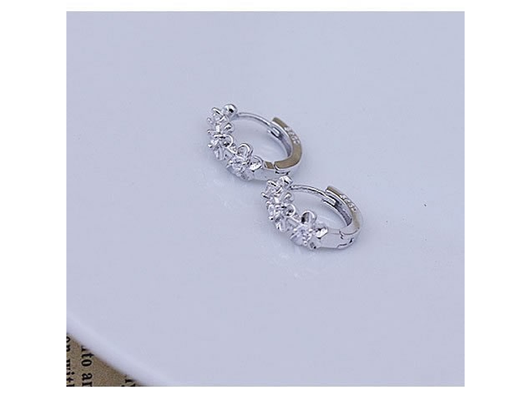 Aros Tres Flores con Circones Plateado 3