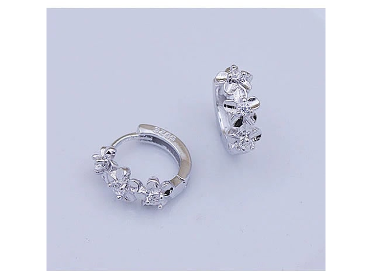 Aros Tres Flores con Circones Plateado 4