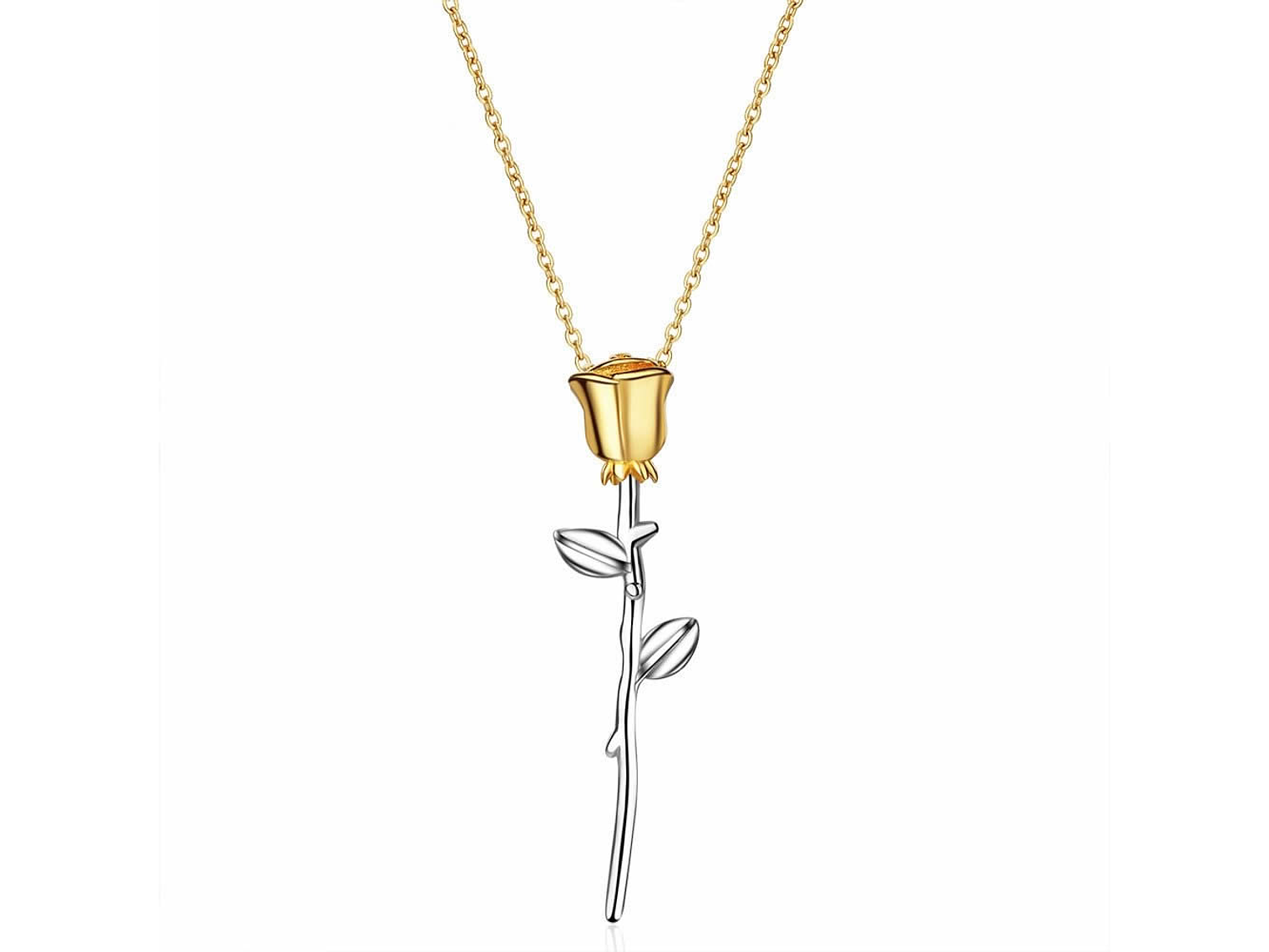 Colgante Collar Rosa Dorada Plateado 1