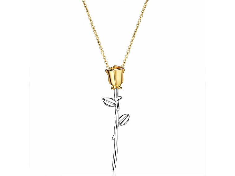 Colgante Collar Rosa Dorada Plateado 1