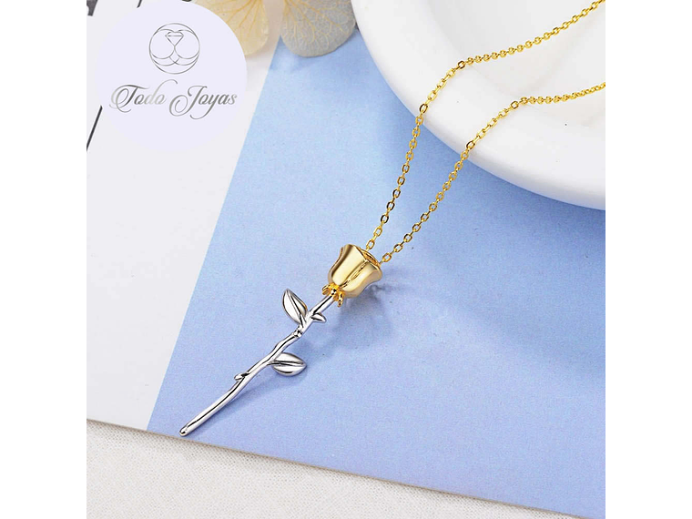 Colgante Collar Rosa Dorada Plateado 2