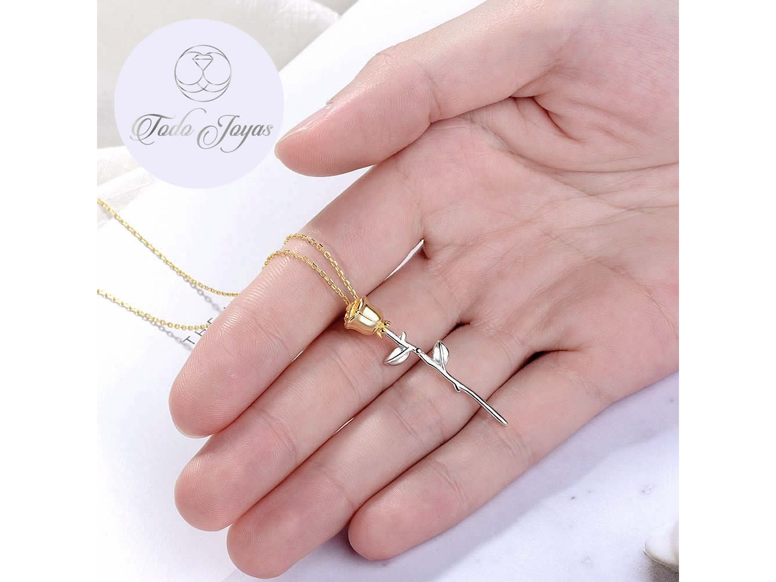 Colgante Collar Rosa Dorada Plateado 5