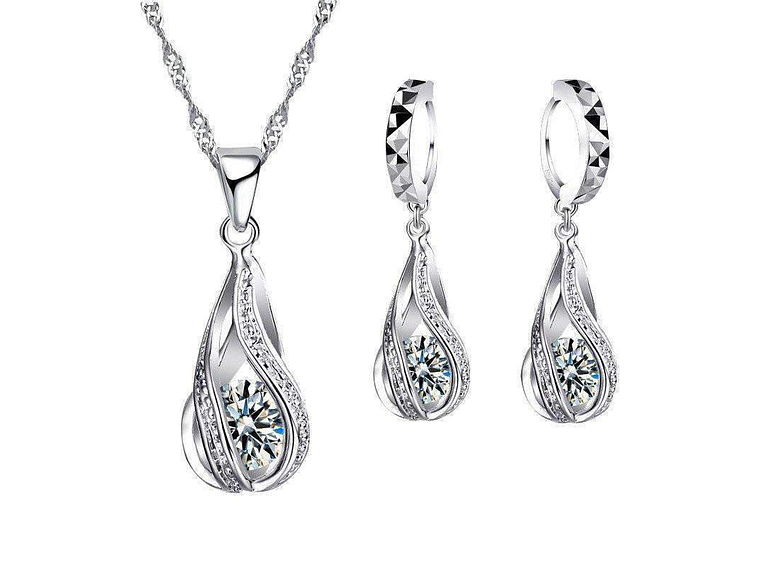 Conjunto Gotas Cristal Plateado 1