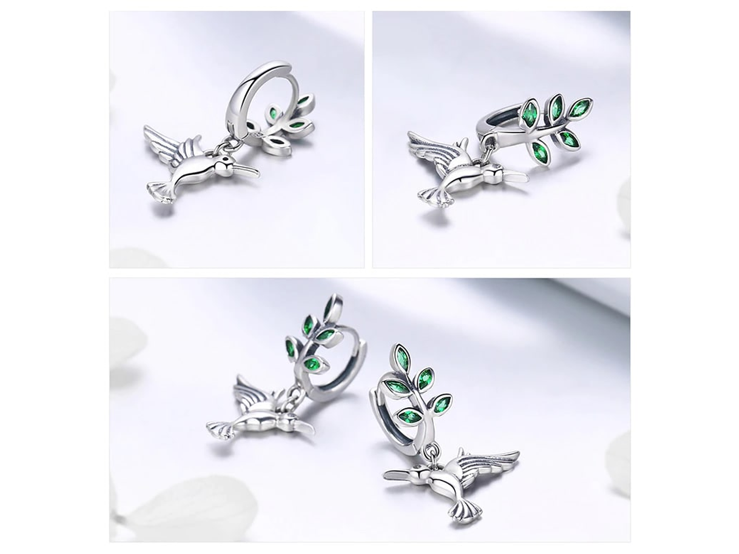 Aros Plata 925 Colibri Pajaro con Circones 2