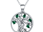Collar Plata 925 Arbol de la Vida Circones Verdes - Miniatura 1