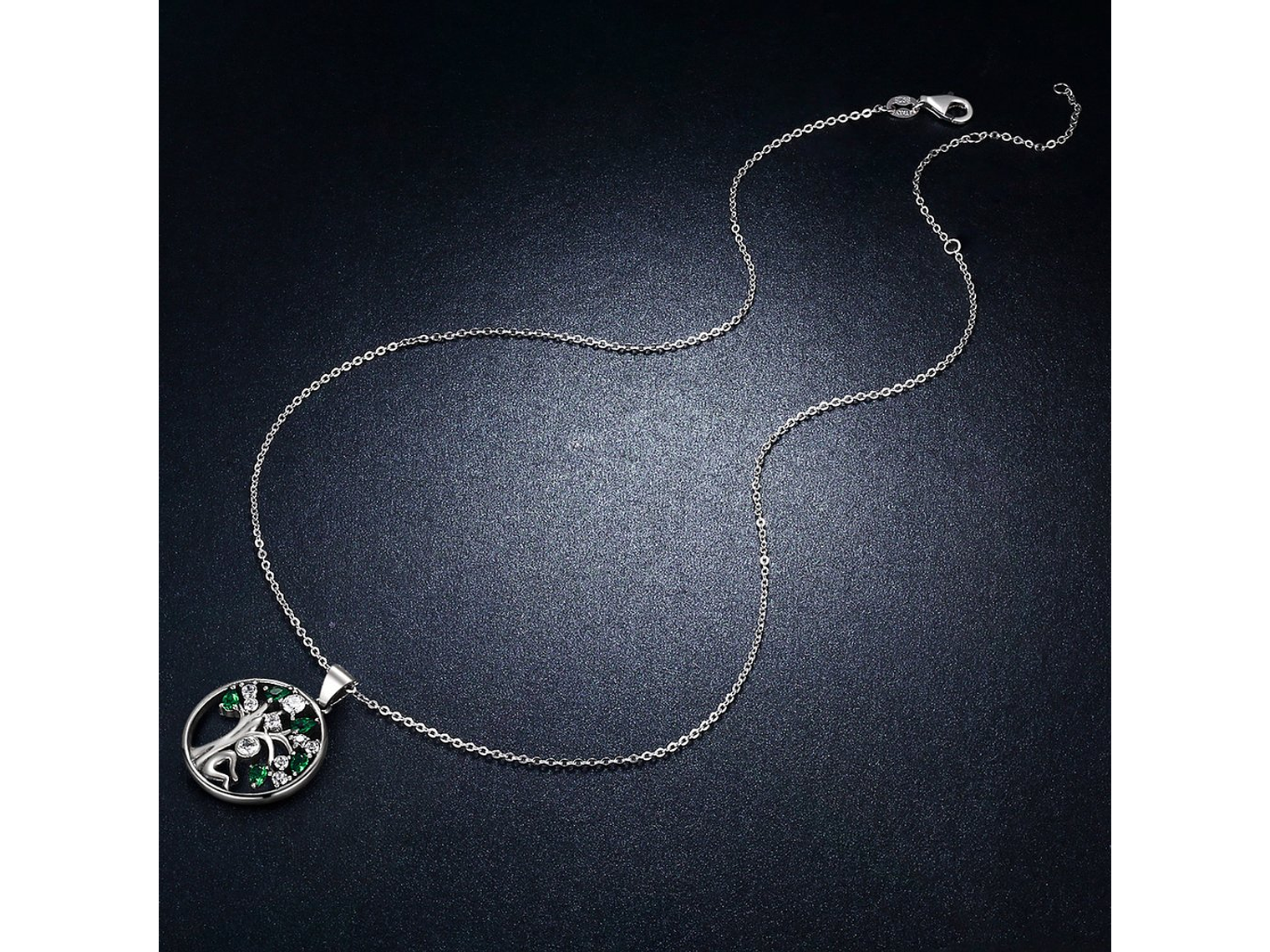 Collar Plata 925 Arbol de la Vida Circones Verdes 3