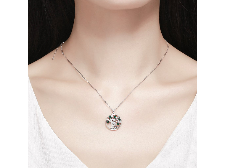 Collar Plata 925 Arbol de la Vida Circones Verdes 5