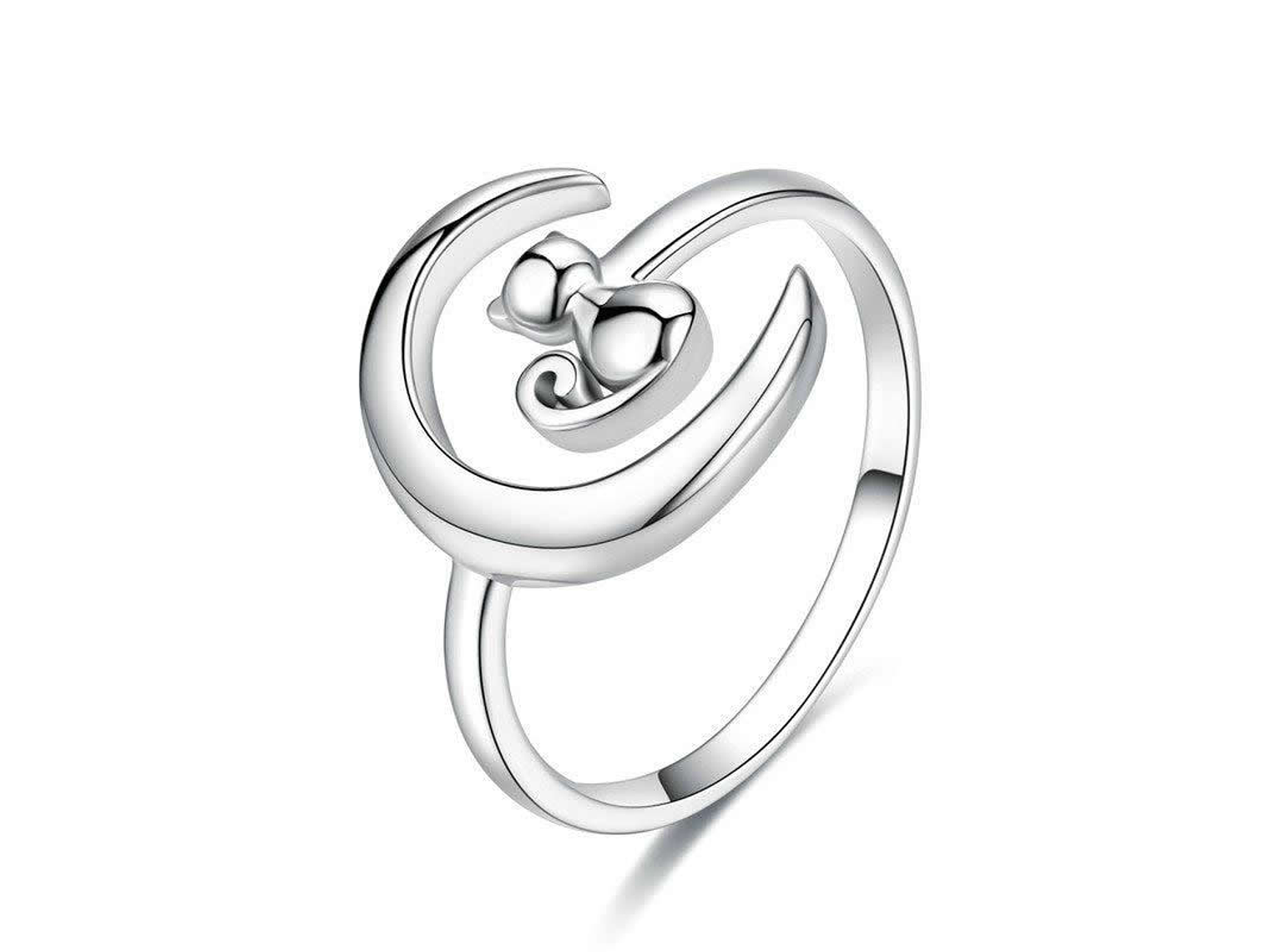 Anillo Plata 925 Gato y Luna 1