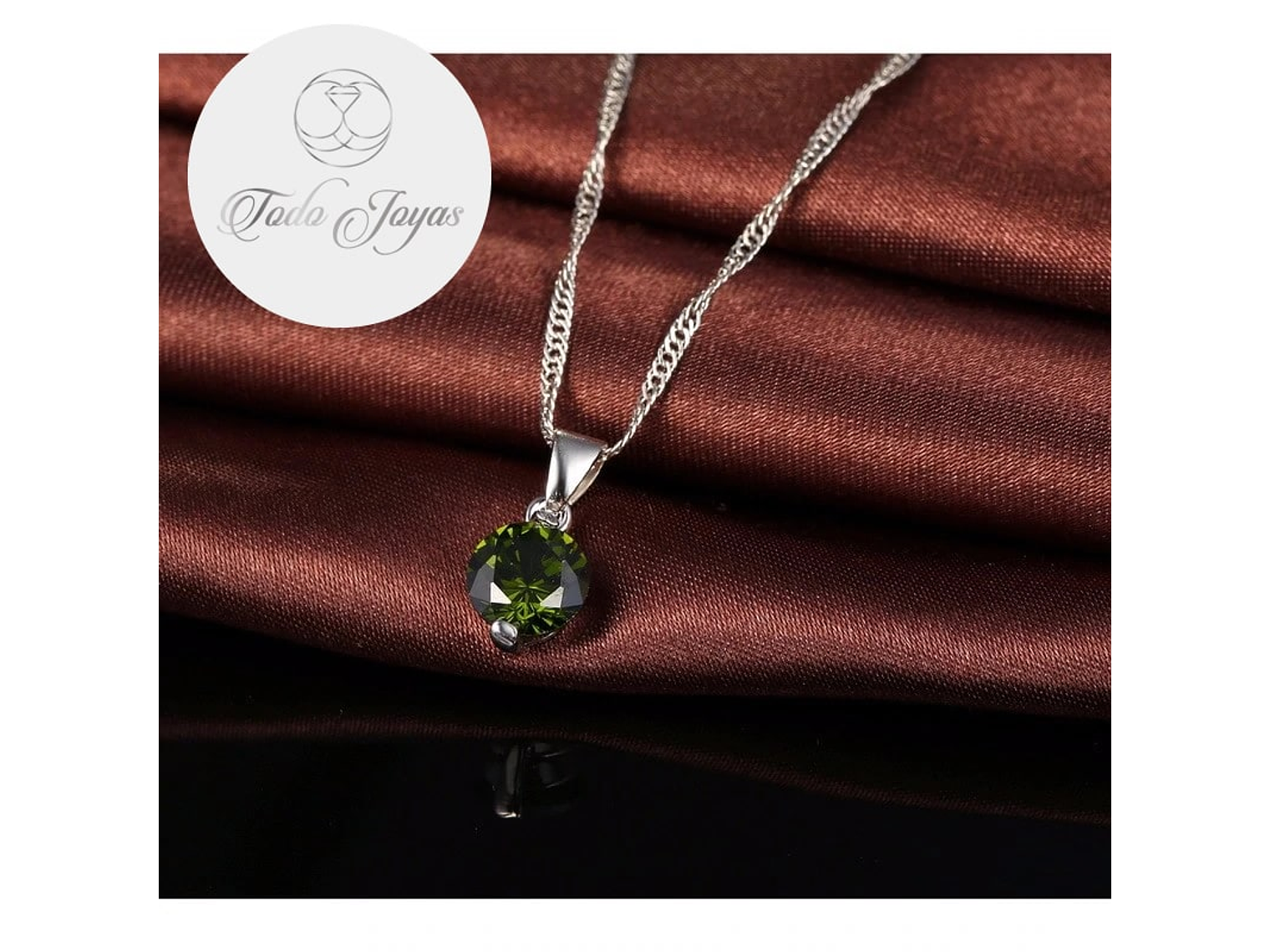 Conjunto Cristal Circulo Verde Plateado 4