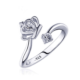 Anillo Corona con Circones Plateado