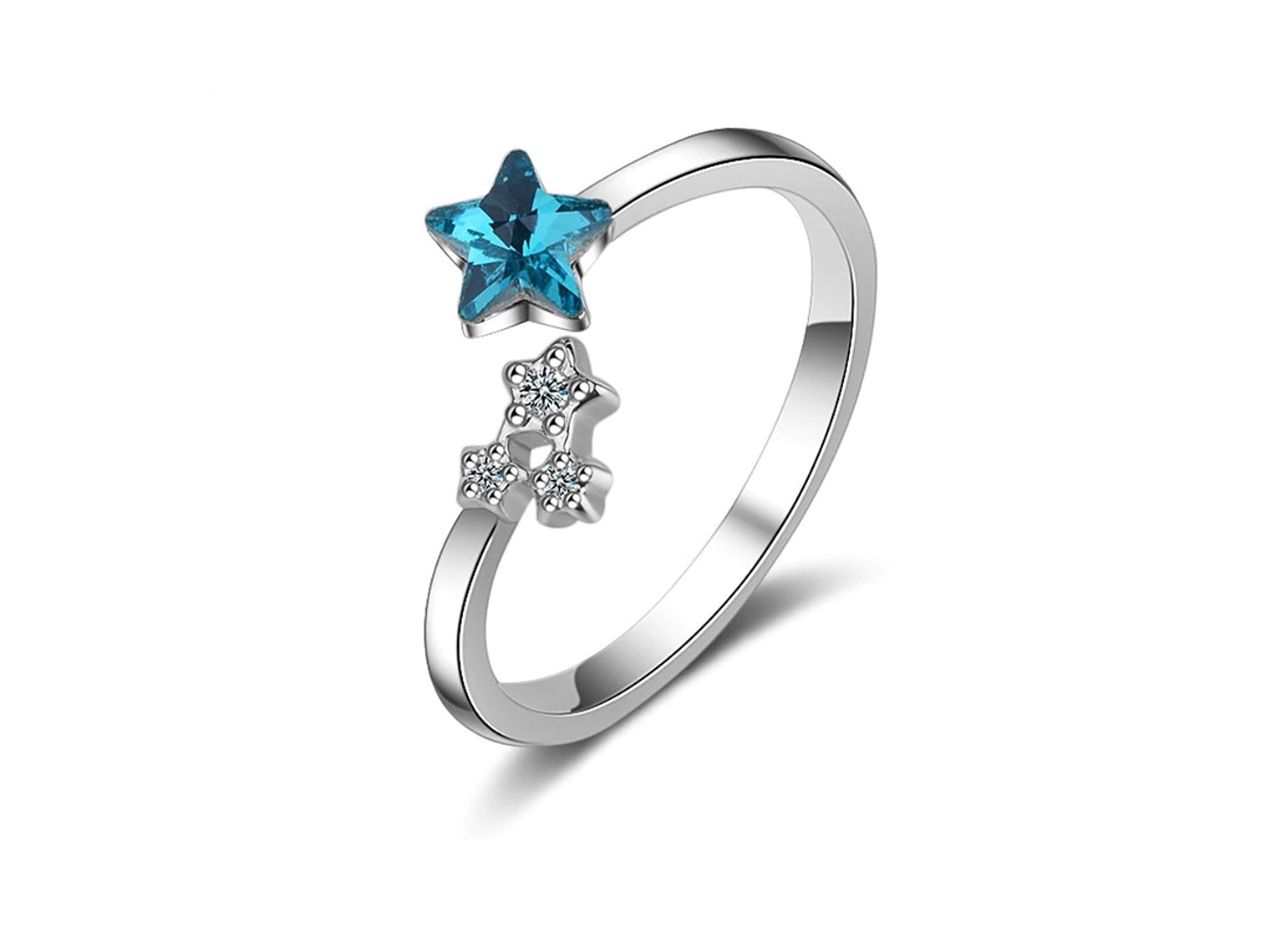 Anillo Estrella Azul Plateado 1