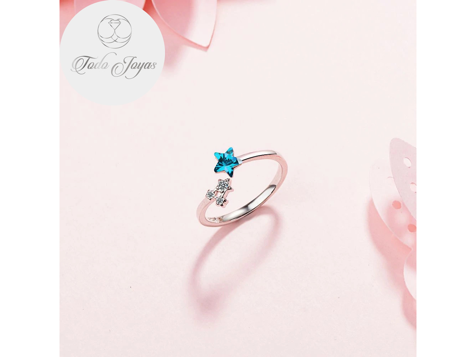 Anillo Estrella Azul Plateado 5
