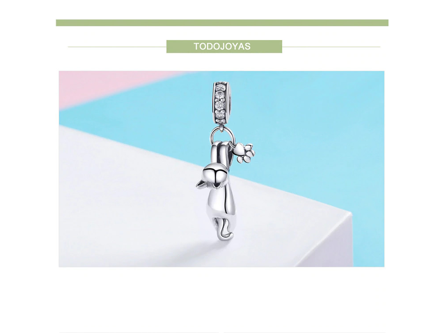 Charm Dije Plata 925 Gato y Patita 2