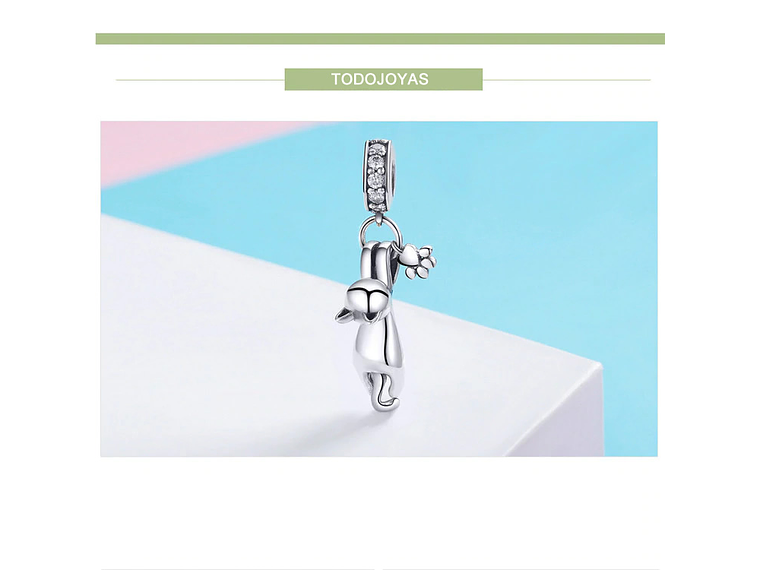 Charm Dije Plata 925 Gato y Patita 2